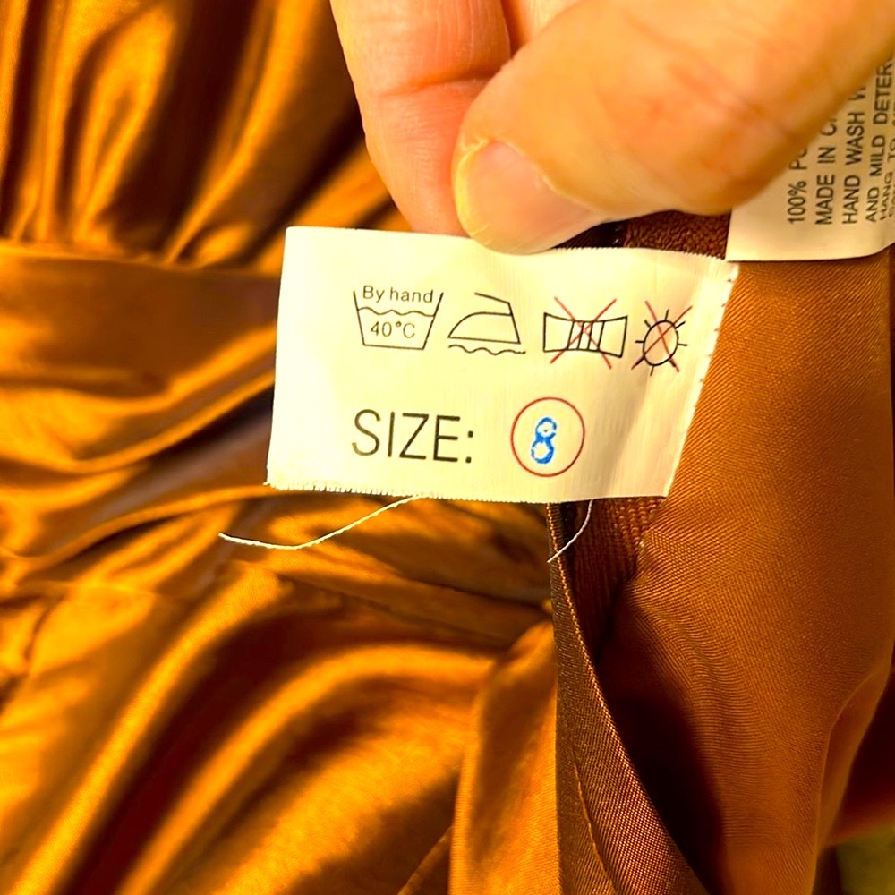 Vibrant Copper floor length gown - Size 8 - New w/ tags! - wear w/ or w/o straps - Picture 8 of 9